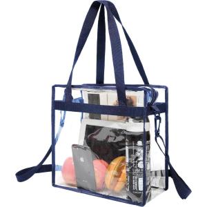 imageBAGAIL Clear bags Stadium Approved Clear Tote Bag with Zipper Closure Crossbody Messenger Shoulder Bag with Adjustable StrapNavy