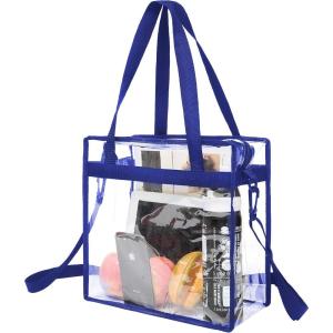 imageBAGAIL Clear bags Stadium Approved Clear Tote Bag with Zipper Closure Crossbody Messenger Shoulder Bag with Adjustable StrapRoyal Blue