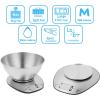 imageBAGAIL BASICS Electronic Kitchen Scale Premium Large Display Backing Scale Wet and Dry Food Weighing Scale with Stainless Steel Mixing Bowl  5kgSilverBowl