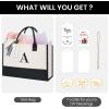 imageBAGAIL Initial Canvas Tote Bag Personalized Birthday Gifts for Women Beach Bag for Teacher Friends Mom WeddingA
