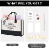 imageBAGAIL Initial Canvas Tote Bag Personalized Birthday Gifts for Women Beach Bag for Teacher Friends Mom WeddingAnd So the Adventure Begins