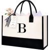 imageBAGAIL Initial Canvas Tote Bag Personalized Birthday Gifts for Women Beach Bag for Teacher Friends Mom WeddingB