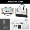 imageBAGAIL Initial Canvas Tote Bag Personalized Birthday Gifts for Women Beach Bag for Teacher Friends Mom WeddingBest Grandma Ever