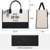 imageBAGAIL Initial Canvas Tote Bag Personalized Birthday Gifts for Women Beach Bag for Teacher Friends Mom WeddingBest Wife Ever