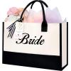 imageBAGAIL Initial Canvas Tote Bag Personalized Birthday Gifts for Women Beach Bag for Teacher Friends Mom WeddingBride