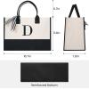 imageBAGAIL Initial Canvas Tote Bag Personalized Birthday Gifts for Women Beach Bag for Teacher Friends Mom WeddingD