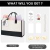 imageBAGAIL Initial Canvas Tote Bag Personalized Birthday Gifts for Women Beach Bag for Teacher Friends Mom WeddingPlain