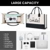 imageBAGAIL Initial Canvas Tote Bag Personalized Birthday Gifts for Women Beach Bag for Teacher Friends Mom WeddingSmile