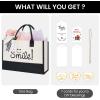 imageBAGAIL Initial Canvas Tote Bag Personalized Birthday Gifts for Women Beach Bag for Teacher Friends Mom WeddingSmile