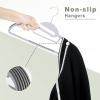 imageBAGAIL Plastic Hangers 50 Pack with NonSlip Design02 Inches Thick 360Swivel Hook Space Saving Organizer for Bedroom ClosetShirtsPantsWhite S ShapedGray