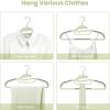 imageBAGAIL Plastic Hangers 50 Pack with NonSlip Design02 Inches Thick 360Swivel Hook Space Saving Organizer for Bedroom ClosetShirtsPantsWhite S ShapedMatcha Green