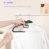 imageBAGAIL Plastic Hangers 50 Pack with NonSlip Design02 Inches Thick 360Swivel Hook Space Saving Organizer for Bedroom ClosetShirtsPantsWhite S ShapedPurple