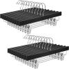 imageBAGAIL Wooden Pants Hangers with Adjustable Clips 360Swivel Hook Space Saving Skirt Holders with AntiRust Clips for Trousers Jeans Shorts 10Pack NaturalBlack