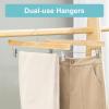 imageBAGAIL Wooden Pants Hangers with Adjustable Clips 360Swivel Hook Space Saving Skirt Holders with AntiRust Clips for Trousers Jeans Shorts 10Pack NaturalNatural
