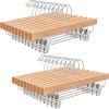 imageBAGAIL Wooden Pants Hangers with Adjustable Clips 360Swivel Hook Space Saving Skirt Holders with AntiRust Clips for Trousers Jeans Shorts 10Pack NaturalNatural