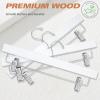 imageBAGAIL Wooden Pants Hangers with Adjustable Clips 360Swivel Hook Space Saving Skirt Holders with AntiRust Clips for Trousers Jeans Shorts 10Pack NaturalWhite