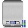 imageBAGAIL BASICS Electronic Kitchen Scale Premium Large Display Backing Scale Wet and Dry Food Weighing Scale with Stainless Steel Mixing Bowl  5kgSilver