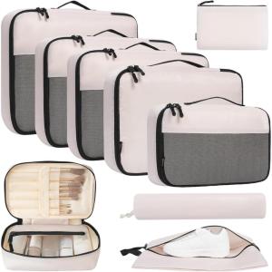 imageBAGAIL 8 Set9 Set Packing Cubes Luggage Packing Organizer for Travel Suitcase Packing Bags for Travel AccessoriesCream