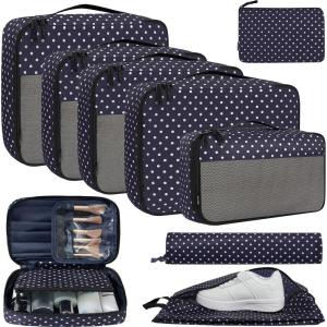 imageBAGAIL 8 Set9 Set Packing Cubes Luggage Packing Organizer for Travel Suitcase Packing Bags for Travel AccessoriesIndigo Dot