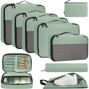 imageBAGAIL 8 Set9 Set Packing Cubes Luggage Packing Organizer for Travel Suitcase Packing Bags for Travel AccessoriesMatcha Green