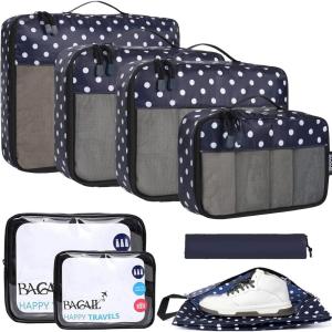 imageBAGAIL 8 Set9 Set Packing Cubes Luggage Packing Organizer for Travel Suitcase Packing Bags for Travel AccessoriesNavy Dot