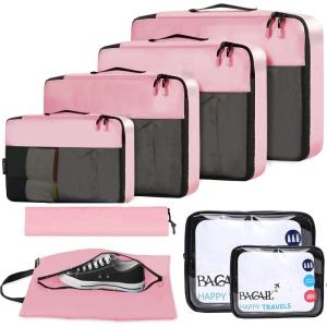 imageBAGAIL 8 Set9 Set Packing Cubes Luggage Packing Organizer for Travel Suitcase Packing Bags for Travel AccessoriesPink