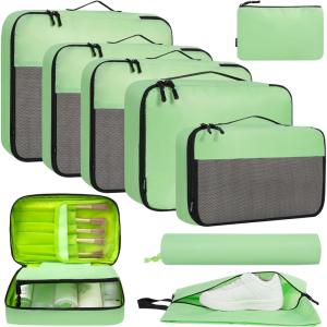 imageBAGAIL 8 Set9 Set Packing Cubes Luggage Packing Organizer for Travel Suitcase Packing Bags for Travel AccessoriesPistachio Green
