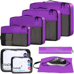 imageBAGAIL 8 Set9 Set Packing Cubes Luggage Packing Organizer for Travel Suitcase Packing Bags for Travel AccessoriesPurple