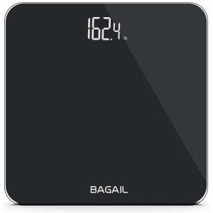 imageBAGAIL Bathroom Scale Digital Weighing Scale with High Precision Sensors and Tempered Glass Ultra Slim Stepon Technology ShineThrough Display  15Yr Guarantee BlackBlack Bathroom Scale