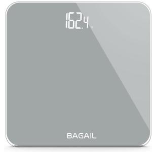 imageBAGAIL Bathroom Scale Digital Weighing Scale with High Precision Sensors and Tempered Glass Ultra Slim Stepon Technology ShineThrough Display  15Yr Guarantee BlackGrey Bathroom Scale