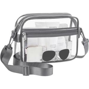 imageBAGAIL Clear Bag Stadium Approved Crossbody Shoulder Messenger Clear Purse with Adjustable Strap01Grey