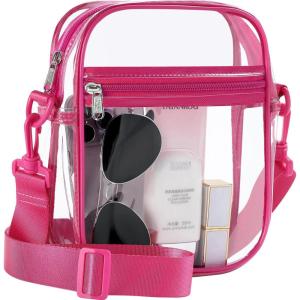 imageBAGAIL Clear Bag Stadium Approved Crossbody Shoulder Messenger Clear Purse with Adjustable Strap02fuchsia