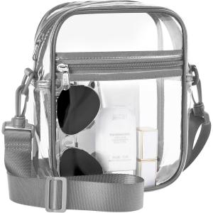 imageBAGAIL Clear Bag Stadium Approved Crossbody Shoulder Messenger Clear Purse with Adjustable Strap02grey