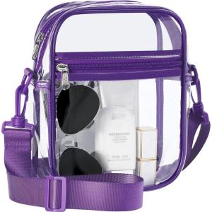 imageBAGAIL Clear Bag Stadium Approved Crossbody Shoulder Messenger Clear Purse with Adjustable Strap02purple