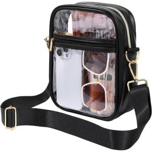imageBAGAIL Clear Bag Stadium Approved Crossbody Shoulder Messenger Clear Purse with Adjustable Strap04black
