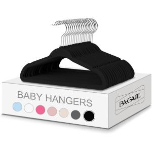 imageBAGAIL Kids Velvet Hangers 11 Inches Childrens Clothes Hangers NonSlip Baby Hangers for InfantToddler Ivory50packBlack