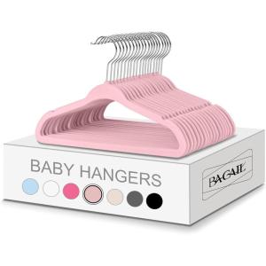 imageBAGAIL Kids Velvet Hangers 11 Inches Childrens Clothes Hangers NonSlip Baby Hangers for InfantToddler Ivory50packBlush Pink