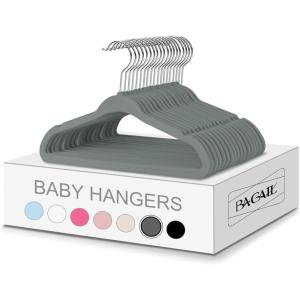 imageBAGAIL Kids Velvet Hangers 11 Inches Childrens Clothes Hangers NonSlip Baby Hangers for InfantToddler Ivory50packGray