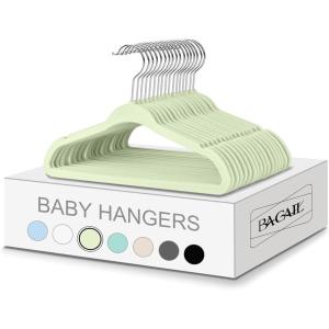 imageBAGAIL Kids Velvet Hangers 11 Inches Childrens Clothes Hangers NonSlip Baby Hangers for InfantToddler Ivory50packLimecream