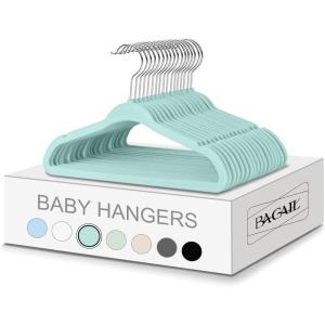 imageBAGAIL Kids Velvet Hangers 11 Inches Childrens Clothes Hangers NonSlip Baby Hangers for InfantToddler Ivory50packMint