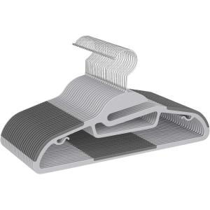 imageBAGAIL Plastic Hangers 50 Pack with NonSlip Design02 Inches Thick 360Swivel Hook Space Saving Organizer for Bedroom ClosetShirtsPantsWhite S ShapedGray