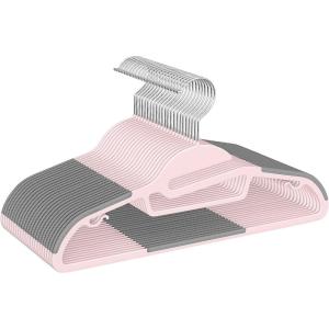 imageBAGAIL Plastic Hangers 50 Pack with NonSlip Design02 Inches Thick 360Swivel Hook Space Saving Organizer for Bedroom ClosetShirtsPantsWhite S ShapedPink