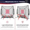 imageBAGAIL 7x7 ft Baseball ampamp Softball Practice Net with Bow Frame for Batting Hitting Pitching Portable Baseball Throwing Net with 2 Strike Zone Batting Tee Carry Bag Great for All LevelsBlack