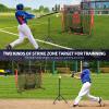 imageBAGAIL 7x7 ft Baseball ampamp Softball Practice Net with Bow Frame for Batting Hitting Pitching Portable Baseball Throwing Net with 2 Strike Zone Batting Tee Carry Bag Great for All LevelsRed