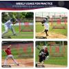 imageBAGAIL 7x7 ft Baseball ampamp Softball Practice Net with Bow Frame for Batting Hitting Pitching Portable Baseball Throwing Net with 2 Strike Zone Batting Tee Carry Bag Great for All LevelsRed