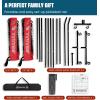 imageBAGAIL Portable Pickleball Net Set with Wheels 22 FT Regulation Size ampamp 11 FT Half Court Size 2in1 Pickle Ball Net with Ball Collector Carry Bag 4 Pickle Balls Easy Setup for Outdoor IndoorRed