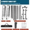 imageBAGAIL Portable Pickleball Net Set with Wheels 22 FT Regulation Size ampamp 11 FT Half Court Size 2in1 Pickle Ball Net with Ball Collector Carry Bag 4 Pickle Balls Easy Setup for Outdoor IndoorWhite