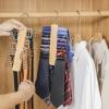 imageBAGAIL Premium Wooden Tie Rack Space Saving Tie Hanger for Men 360Swivel Hook Necktie Organizer 20 Hooks Tie Holder for Tie Belt Scarf 2PackNaturalNatural