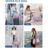 imageBAGAIL Travel Duffel Bag Weekender Bags for Women Overnight Gym Carry On Tote Bag with Wet Pocket Hospital Mom Bag for Labor and Delivery  Extra Large BlackGridPurple