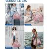 imageBAGAIL Travel Duffel Bag Weekender Bags for Women Overnight Gym Carry On Tote Bag with Wet Pocket Hospital Mom Bag for Labor and Delivery  Extra Large BlackGridPink
